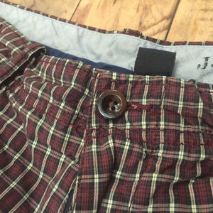 J Crew Field Shorts Cotton Plaid Flat Front 34